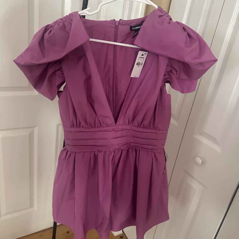 Express Women's V-Neck Purple Blouse